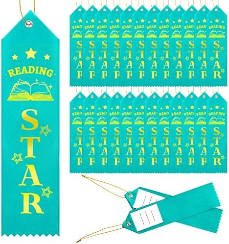 50 Pcs Reading Award Ribbons with Event Card and Rope Set Reader Awards ...