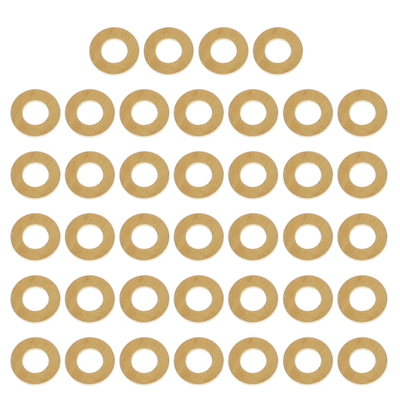 50 Pcs Brass Flat Washer Electrical Fastener Pole Ring Gaskets Oil Seal Golden