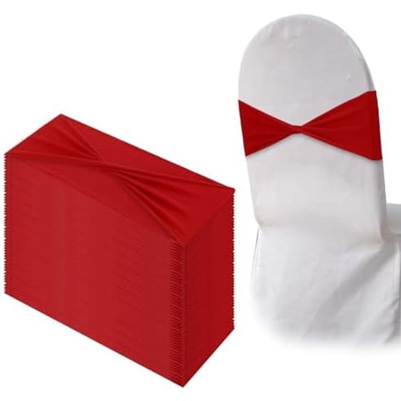 50 Pcs Red Chair Sashes, Bows Chair Bands, Elastic Chair Cover Bands Ties Universal Slider Sashes for Chair Without Buckle Chair Decorations for Wedding Party Events Ceremony Birthday$$