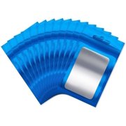 50 Pcs Resealable Ziplock Bags Aluminum Foil Pouch Reusable Small Mylar Bags Packaging bags with Clear Window for Food Storage Party (Blue, 2.75"x3.9")