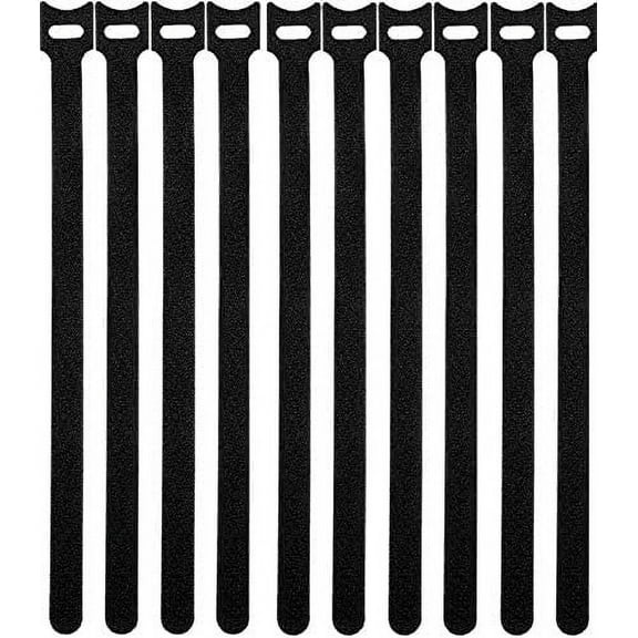50 Pcs Reusable Fastening Cable Ties, Microfiber Cloth 12 Inch Hook and Loop Cord Ties, Black