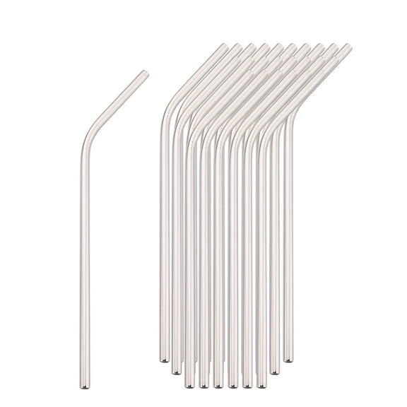 50 Pcs Reusable Food Grade Metal Straws, Stainless Steel Drinking Straws Bulk Set with Cleaning Brush Silver