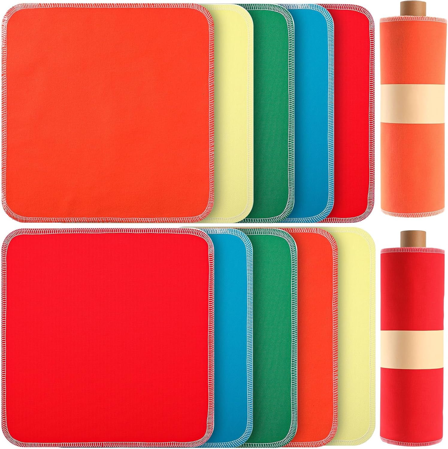50 Pcs Reusable Paper Towels Paperless Reusable Cotton Cloths Toilet Absorbent Washable Paper Towels with Roll Kitchen Dishcloth for Kitchen Paperless Dishcloths(Bright Colors)