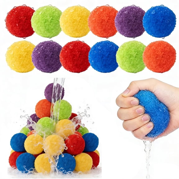 50 Pcs Reusable Water Balls  Soft Sponge Water Balloons for Outdoor Summer Games  Pool, Beach, Backyard Splash Fun  1 Set