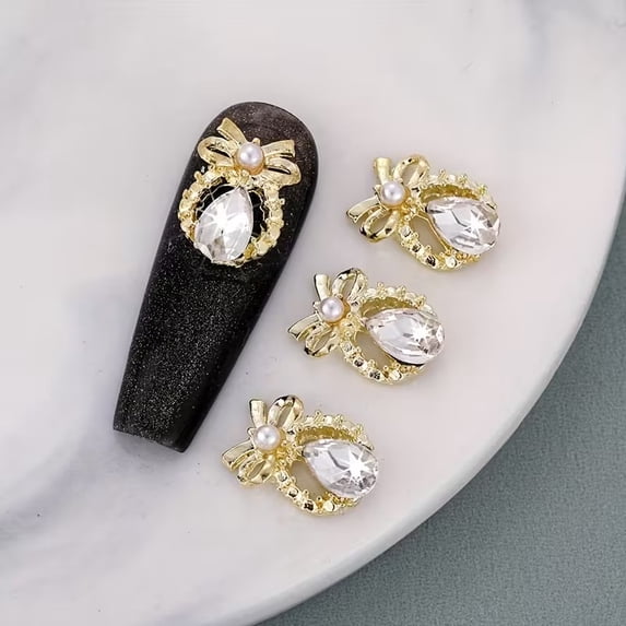 50 Pcs Rhinestone Bow Nail Decorations Gold Silver Alloy For Women 50-pcs-rhinestone-bow-nail-decorations-gold-silver-alloy-for-women
