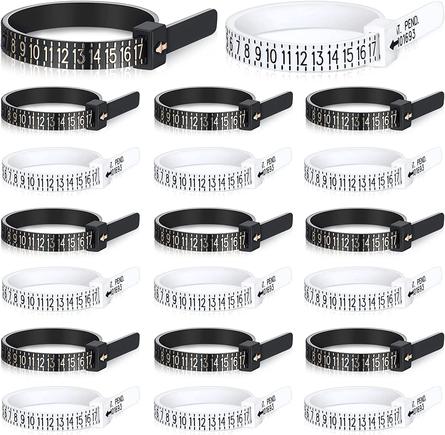 50 Pcs Ring Sizer Measuring Set 1-17 US Rings Size Plastic Finger ...