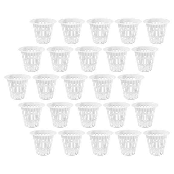 KAKOWELY 50Pcs White Reusable Plastic Net Pots for Hydroponic and Soil Based Planting Uses
