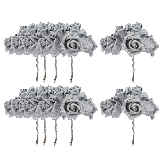 50 Pcs Rose Head Thistle Wisteria Artificial Bouquet Flower Faux Flowers Bride Silver
