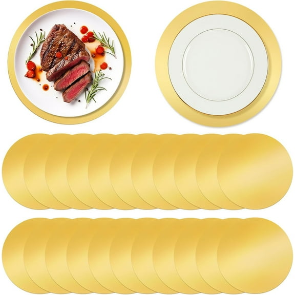 50 Pcs Round Paper Placemats,Bexikou 13 Inch Disposable Foil Mirror Paper Place Mats for Wedding Bridal Shower,Metallic Decorative Table Mats for Christmas Home Dining Table Decorations(Gold)