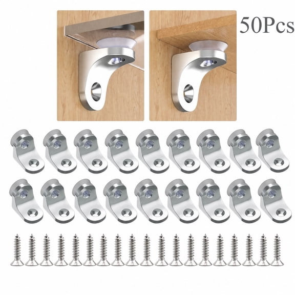 50 Pcs Round Silver Shelf Support Pegs Kit, Locking Shelf Pins Bracket Holder Replacement for Cabinet, Kitchen Furniture and Book Shelves