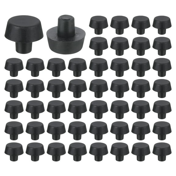 50 Pcs Rubber Stem Bumper Glides, Glass Top Table Bumpers with Stem, Patio Table Spacers 1/4 Inch Hole, Black