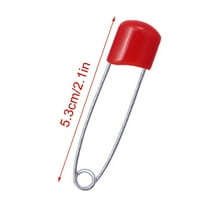 50 Pcs Safety Pins Nickel-Plated Diaper Pins Human Safety Pins Head Cloth with Locking Closures Stainless Steel Nappy Pins, 0.39x1.61 Inch, Red