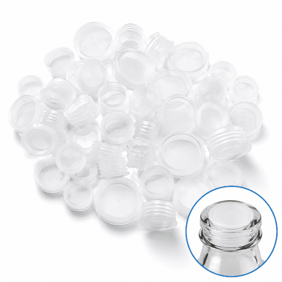 Artrylin 50 Pcs Salt & Pepper Shaker Stoppers, 5 Sizes Plastic Replacement Plugs, Clear Round End Caps for Spice Shakers & Flower Pots, Reusable