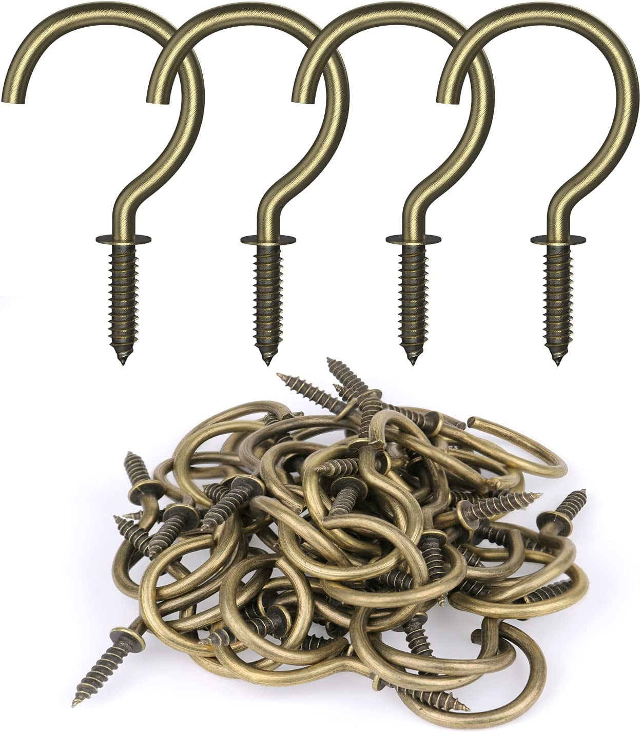 50 Pcs Screw Hooks, 1-1/4 Inch Bronze Cup Hooks Screw in Mug Hooks Metal  Heavy Duty Screw Wood Wall Ceiling Hooks Plant Hooks Indoor Outdoor for ...