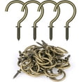 thumbnail image 1 of 50 Pcs Screw Hooks, 1-1/4 Inch Bronze Cup Hooks Screw in Mug Hooks Metal Heavy Duty Screw Wood Wall Ceiling Hooks Plant Hooks Indoor Outdoor for Utensils Baskets Lights Wind Chimes Decor, 1 of 3