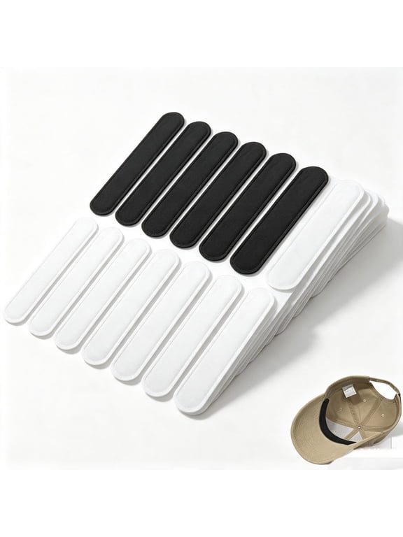 50 Pcs Self Adhesive Hat Sweat Liners for Baseball Caps 20 Black 30 White, Prevent Makeup Stains, Absorbent Sweat Protection for Golf Caps Helmets