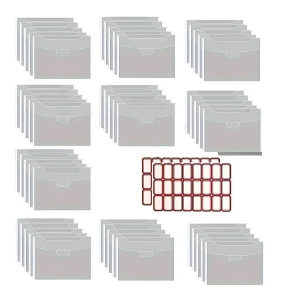 50 Pcs/Set Clear Stamp and Die Storage Bag Plastic Envelopes Scrapbooking Storage Die Cuts Pockets for Card Making