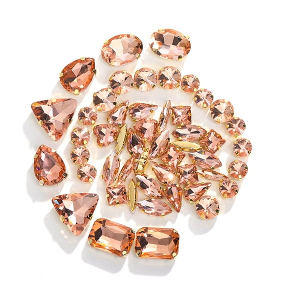 50 Pcs Sew on Rhinestones Mixed Shapes Glass Jewels-with Sewing Claw Flatback Claw Rinestones for DIY Art Crafts Clothes