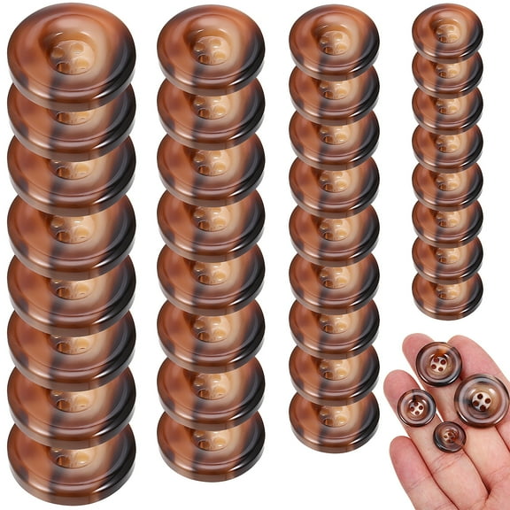 Raindrops 50 Pieces Durable Resin Buttons for Craft Use Coffee Color Four Hole Design 1 Inch