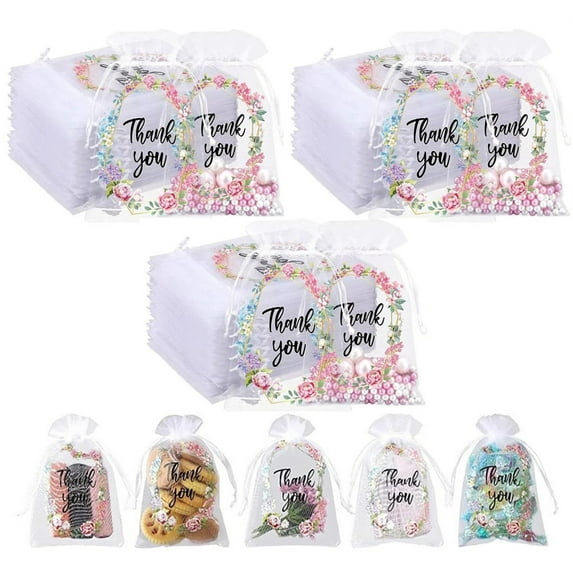 50 Pcs Sheer Organza Bags with Drawstring,Bexikou 4x6 inch Mesh Jewelry Package,Jewelry Gift Pouches,Wedding Party Christmas Favor Gift Bags(White)
