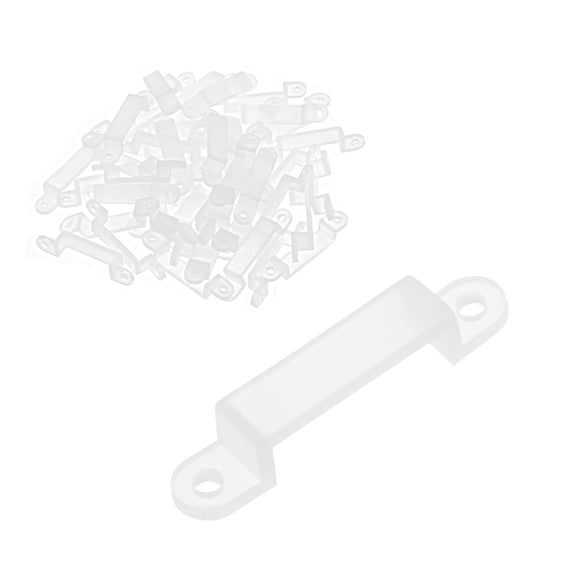 50 Pcs Silicone Fix Mounting Brackets Clip for 14mm Wide   White