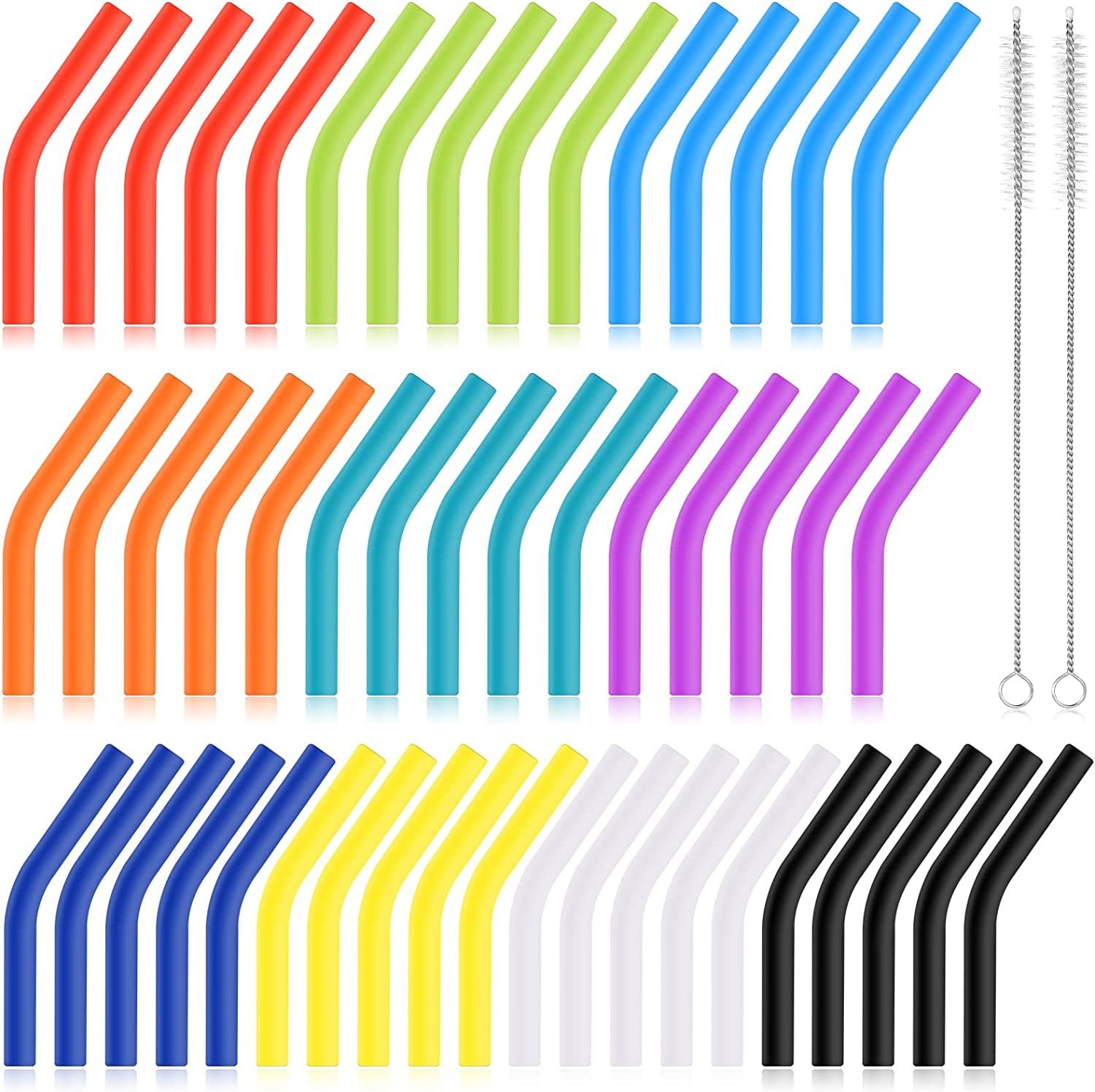 Silicone Straw Tips,21Pcs Reusable Straws Tips,Set of Multi-Colored Anti-Burn Food Grade Safety Straw Tips, for 6mm Wide Stainless Steel Straws,7
