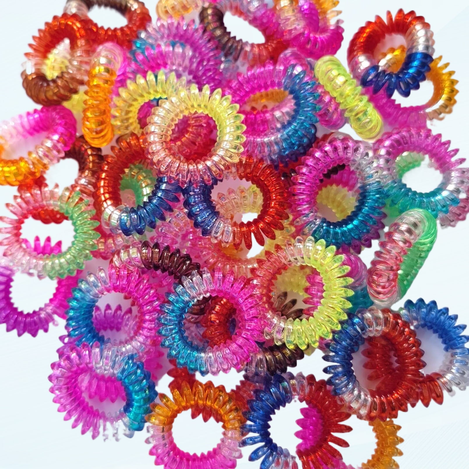 50 Pcs Small Spiral Hair Ties for Women Plastic Hair Ties Hair Coils for Girls Clear Hair Ties