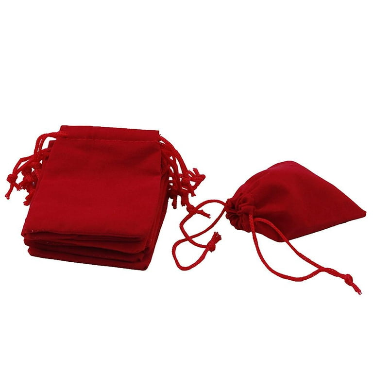 50 Pcs Small Velvet Bags Jewelry Pouches Drawstring Gift Bags - Red