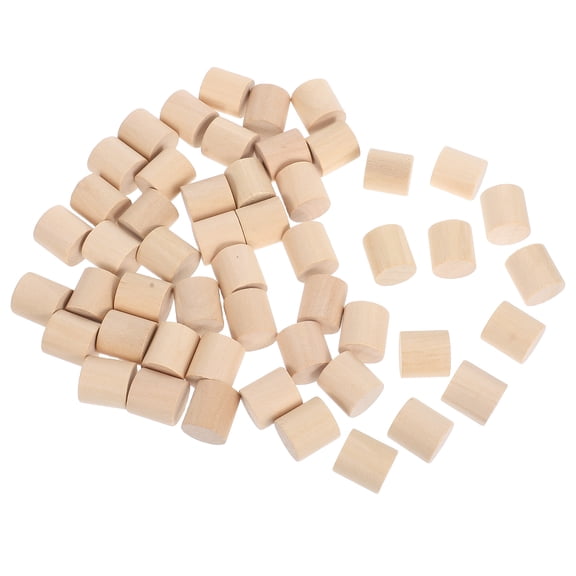 KAJNBN Wooden Craft Blocks Cylinders Light Yellow 50Pack 0.8In