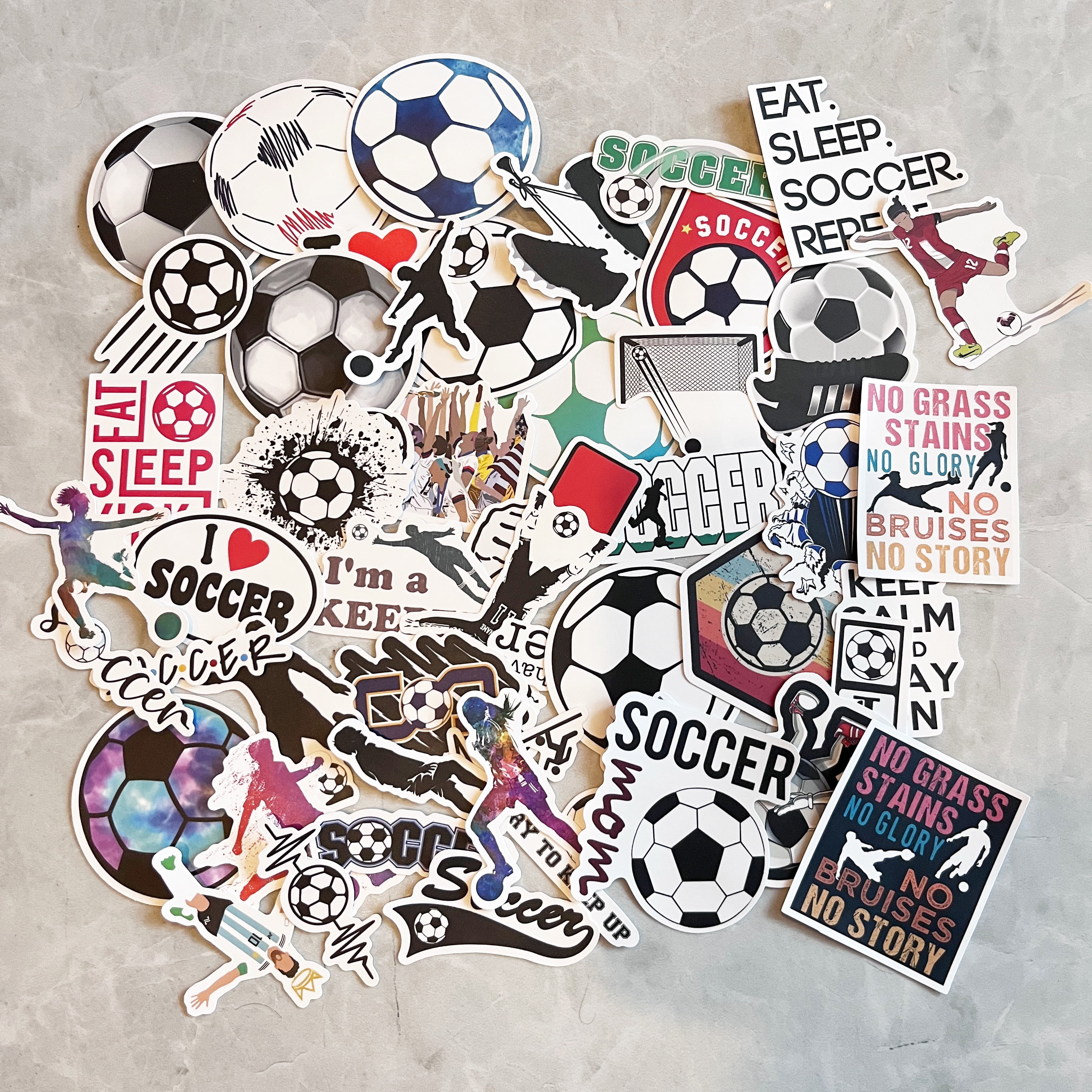 50 Pcs Soccer Stickers Pack Football Sticker Decals Laptop Skateboard ...