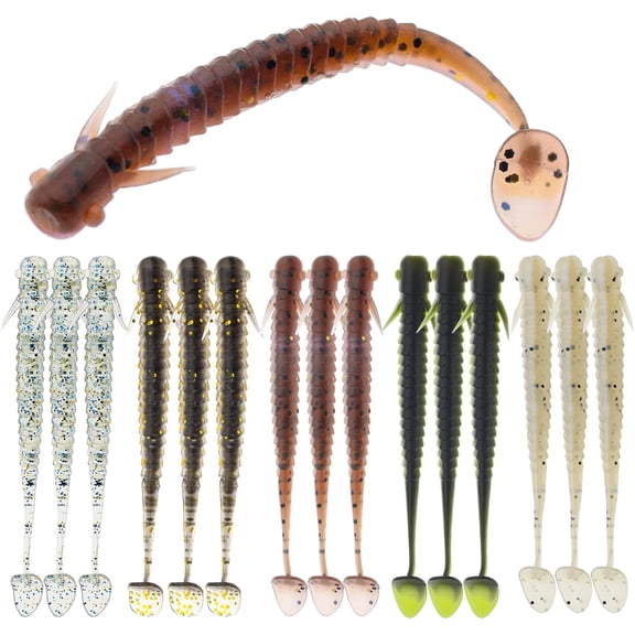 50 Pcs Soft Plastic Fishing Lures, 2.75"/3.15" Paddle Tail Minnow Shad Worms Swimbaits for Bass Fishing Texas Rigs Trout Crawfish Fishing for Saltwater Freshwater