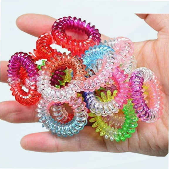 50 Pcs Spiral Hair Ties No Crease, Assorted color Multi color plastic hair ties