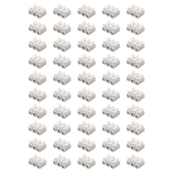 50 Pcs Spring Clamp Terminal Cable Connectors, Push-in Quick Wire Connector Block With Stainless Steel Contacts For Home Appliances, Flame Retardant, White, CH-3
