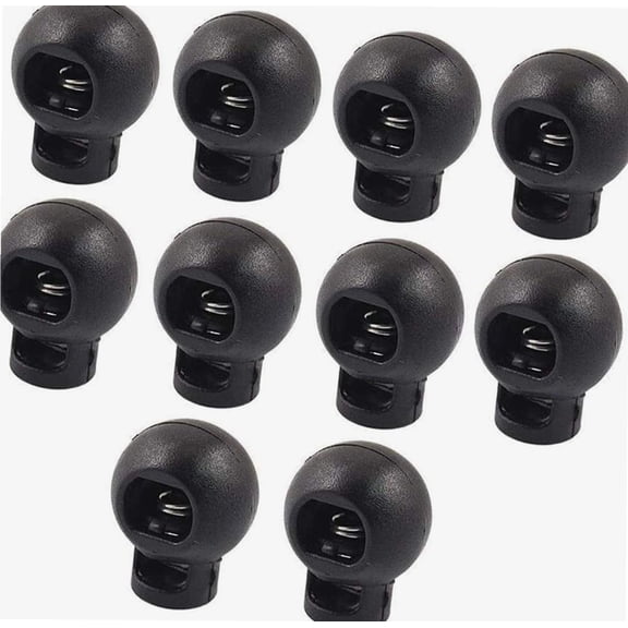 50 Pcs Spring Loaded Plastic Round Toggle Stopper Cord Locks End 20mm x 25mm