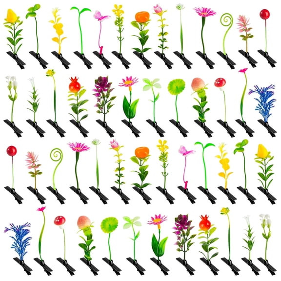 50 Pcs Sprout Clips Mixed Style Plant Hairpins Little Grass Sprouts Rave Clips Mushroom Clip on Sprout Gift for Women Girls School