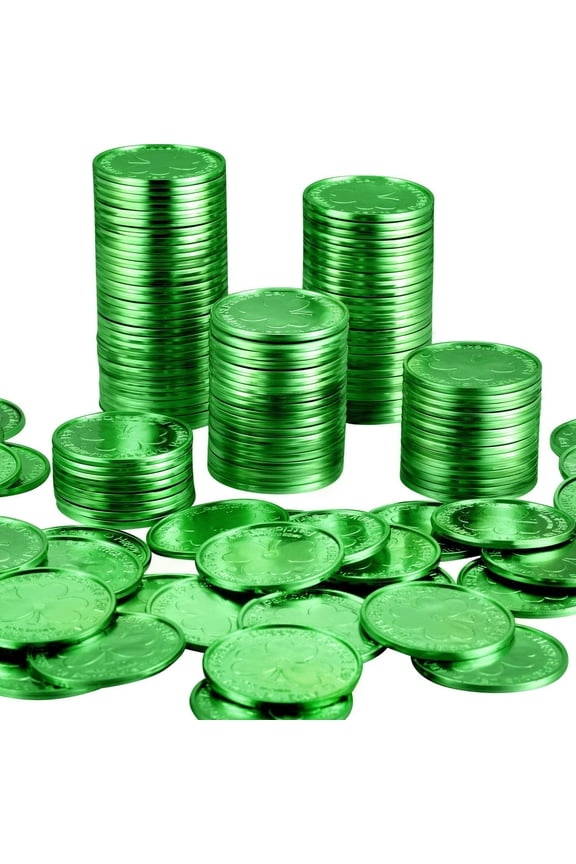 50 Pcs St. Patrick's Day Coins, 1.38 Inch Plastic Coin Props, Holiday Party Decor for Treasure Hunt Game Favors Table Decor Kids DIY Crafts(Green)