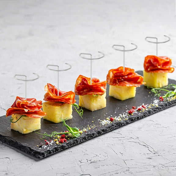 50 Pcs Stainless Steel Food Steak Skewers 3.94 Inch Reusable Metal Round BBQ Skewer Mini Short Barbecue Accessories Connect Fruits and Meats Meat for Grilling Baking Camping Family Friend