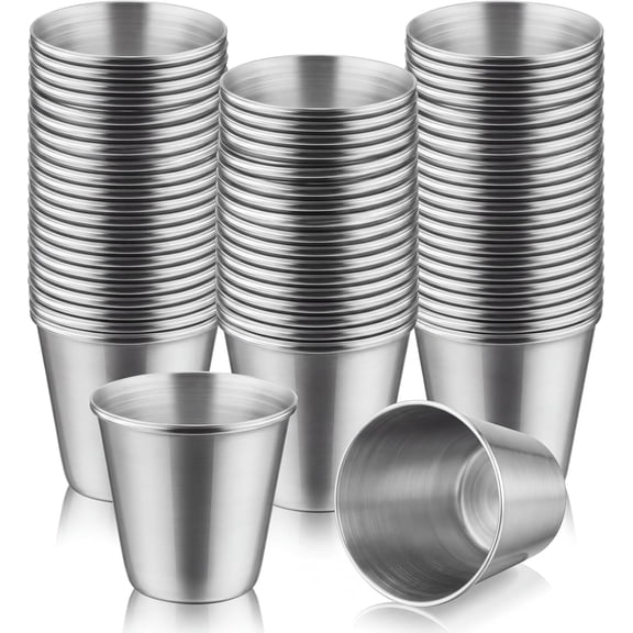 50 Pcs Stainless Steel Shot Glasses 1 Ounce Small Shot Cups Metal Shot Glasses Beer Drinking Tumbler for Espresso Beer Wine Whiskey Cocktail Bar Restaurant Kitchen