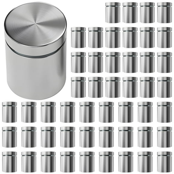 50 Pack Brushed Nickel Standoff Screws - Stainless Steel Sign Hanging Kit for Acrylic, Glass & Wood / Decorative Wall Mount Hardware for Projects Displays