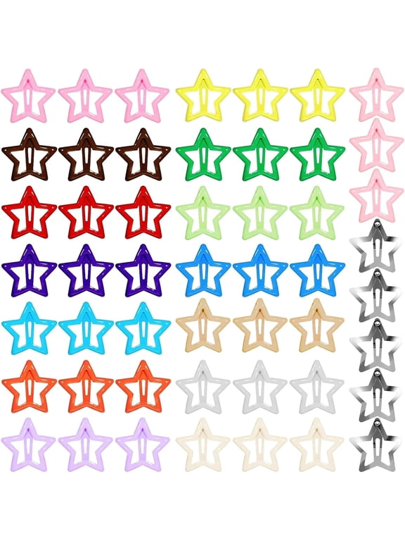 50 Pcs Star Clips Colourful Star Hair Non-Slip Small Stars Snap Hair Clips Metal Cute Stars Hairclip Accessories, Hair Clips for Girls Women