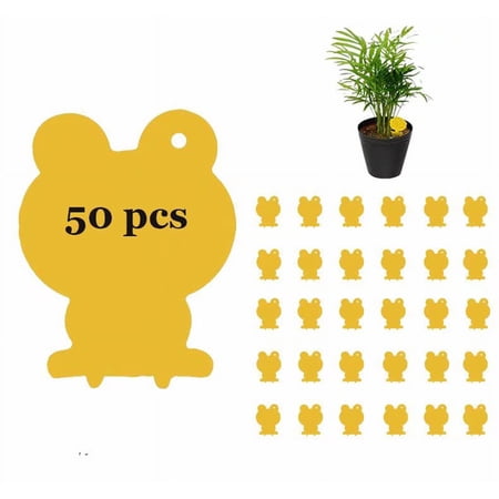 50 Pcs Sticky Traps for Fruit Fly, Whitefly, Fungus Gnat, Mosquito and Bug, Yellow Sticky Insect Catcher Traps for Indoor/Outdoor/Kitchen, Extremely Sticky Fly Trap, Non-Toxic(Frog)