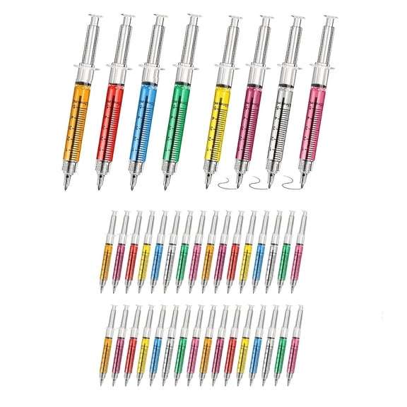 50 Pcs Syringe Shaped Ballpoint Pens Colorful Retractable Gel Ink Pens Novelty Medical Style Writing Pens for Daily Use Office Home Party Supplies Creative Gift for Professionals and Events