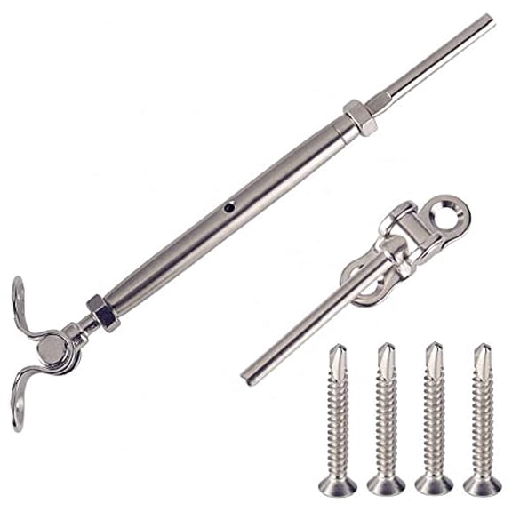 50 Pcs T316 Stainless Steel Tensioner Set, Adjustable Angle Cable Railing Hardware Kit with Deck Toggle for 1/8" Cable Railing Silver Fast Ship