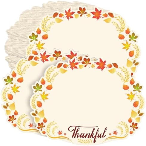50 Pcs Thanksgiving Die Cut Paper Placemats 12.6 x 16'' Bulk Disposable Fall Place Mats Autumn Special Shaped Design Decorations for Thanksgiving Dining Party Home Supplies