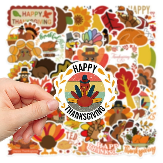 50 Pcs Thanksgiving Stickers Happy Thanksgiving Stickers for Water Bottles Envelopes Scrapbooking, Thanksgiving Decorations, Fall Stickers for Kids Teens Adults