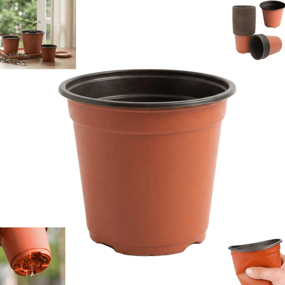 50 Pcs Thickened Plastic Plant Pots with Drainage Holes, Reusable Waterproof Nursery Planters for Succulents, Cactus, Vegetables, Indoor & Outdoor Flowers