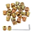 thumbnail image 1 of 50 Pcs Threaded Insert for Wood, 1/4 - 20 Threaded Studs 10mm Length, Gold, 1 of 6