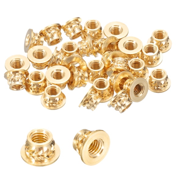 50 Pcs Threaded Inserts, M3 x 3.5mm H x 4.6mm OD Brass Metric Knurled Flange T-Nuts Female Threaded Heat Set Inserts Embedment Nut for Plastic and 3D Printing Components