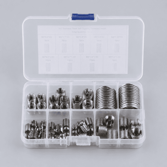 50 Pcs Threaded Inserts, Stainless Steel Inner Thread, self Tapping Insert Set with Storage Box, M3/M4/M5/M6/M8/M10/M12/M14/M16