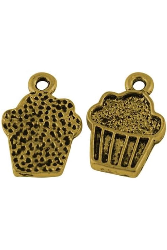 50 Pcs Tibetan Style Alloy Drink Charms Cupcake Pendant Accessory Antique Golden Color Pendant for Women Birthday Festival Elegant Gifts DIY Personalized Jewelry 16x11x2mm hole: 1.5mm